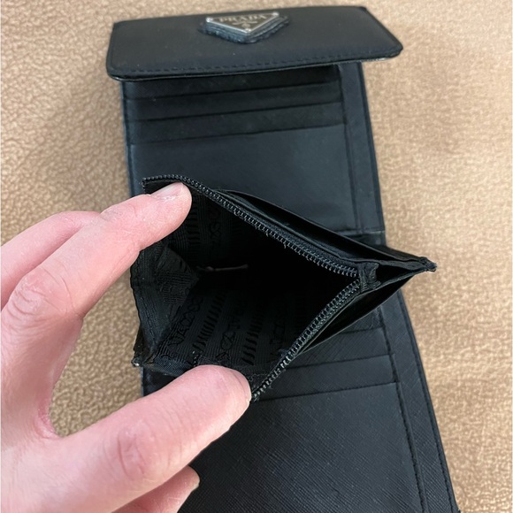 Preowned Prada Nylon Logo plate black trifold wallet - Picture 9 of 15